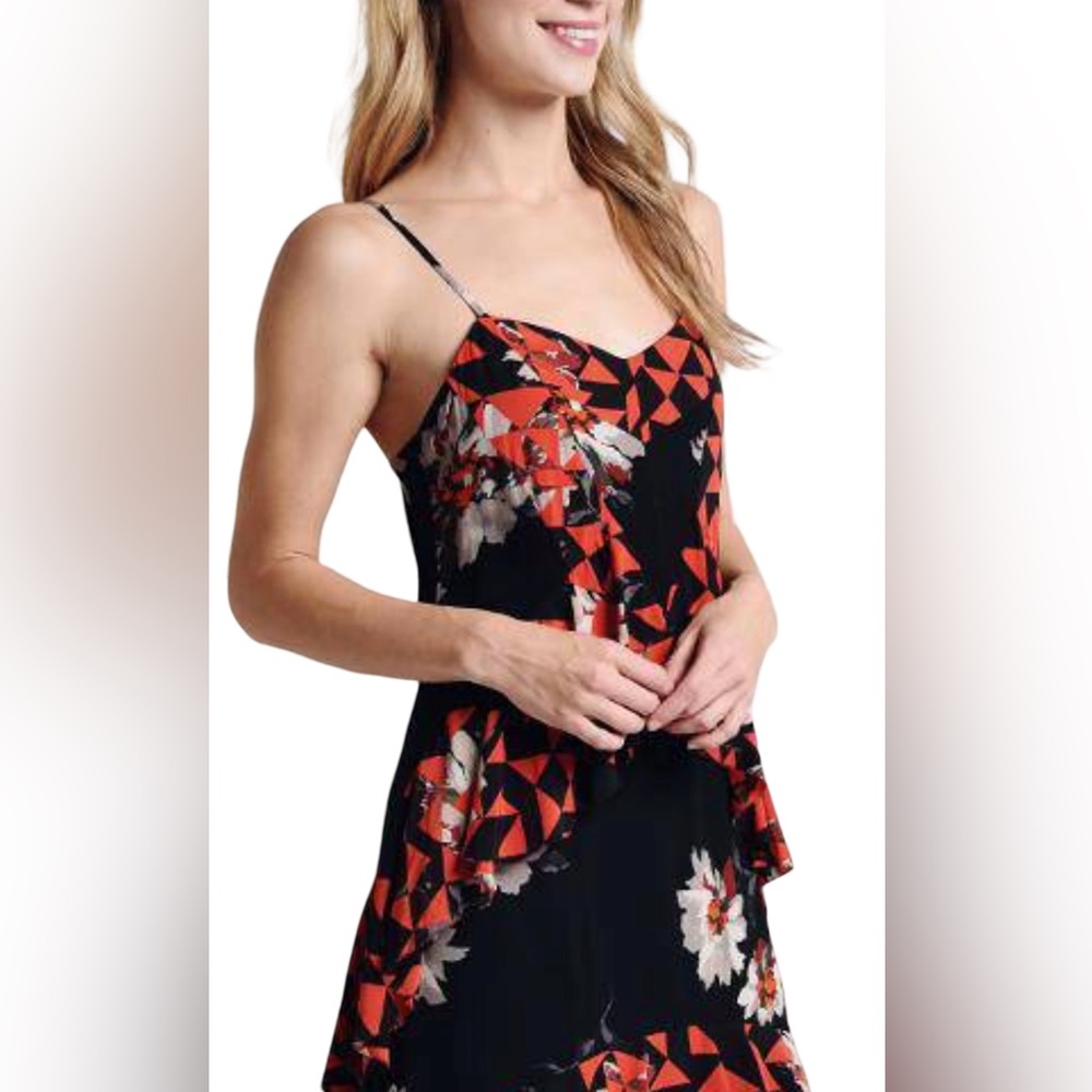 Joie NWT Size 0 Black & Red Spaghetti Strap
 V-Neck Layered Party Dress (0598) - Picture 2 of 13